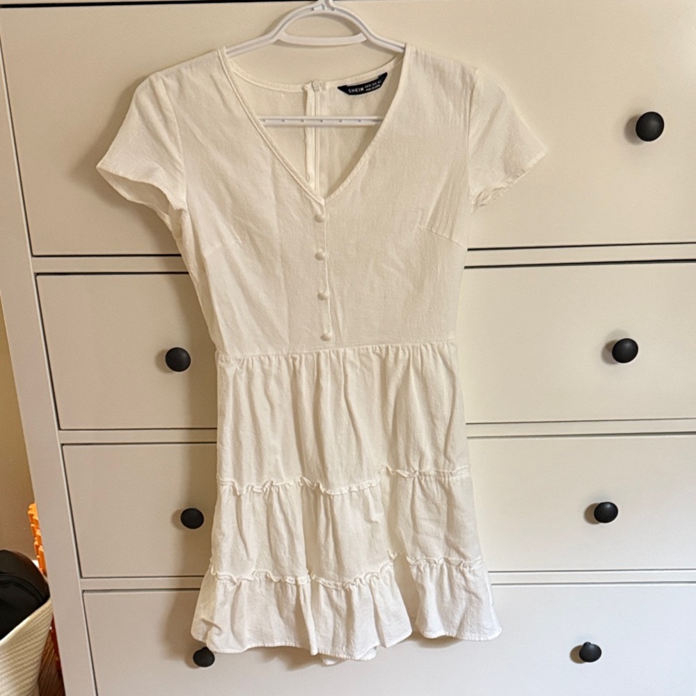 SHEIN white Button-Down Mini Dress